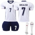 Miniatyrbilde 1 av 2: 2425 European Cup England hjemme nr. 7 draktsett egnet for voksne og barns fotballdrakter + sokker S
