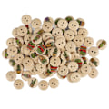 Miniatyrbilde 5 av 10: 100 stk Assorterte Trykte Treknapper - 2 Hull Runde Dekorative Knapper til Syarbeid - Loggfarge Kaktus