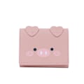 Miniatyrbillede 1 af 5: Lille trefoldet pung, sød gris tynd damepung i ægte læder til kvinder - Pink Pink