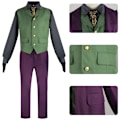 Pikkukuva 3 / 4: Heath Ledger Cosplay-asu Halloween Miehet Elokuva The Dark Knight Joker Asu Violetti Takki Täydellinen Sarja XL