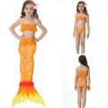 Miniatyrbilde 1 av 10: Barn Jenter Mermaid Tail Set Ferie Badetøy Badedrakt yellow 150cm