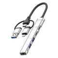 Miniatyrbillede 1 af 4: USB / Type-C / 8 Pin til 3.5mm, PD, 2 x USB, Type-C HUB Adapter 5 i 1 Dockingstation 5-i-1 3.5mm Silver
