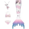 Miniatyrbillede 1 af 5: Piger Mermaid Tail Badedragt Kostume Prinsesse Bikini Badedragt Sæt E409 7-8 Years