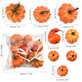 Pikkukuva 2 / 5: 8 kpl Halloween ja Thanksgiving -teemainen keinotekoinen oranssi kurpitsa setti DIY-lomakoristeluun ja valokuvausrekvisiitaksi (pussi)