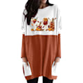 Miniatyrbillede 3 af 3: Julekjole til kvinder med trykt rund hals, pullover, langærmet t-shirt, løs lomme, afslappet kjole 4XL