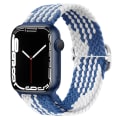 Miniatyrbilde 1 av 5: Justerbar vevd iwatch-rem (42/44/45 mm, Z-mønster blå-hvit) Style 3