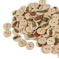 Miniatyrbilde 3 av 10: 100 stk Assorterte Trykte Treknapper - 2 Hull Runde Dekorative Knapper til Syarbeid - Loggfarge Kaktus