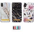 Miniatyrbillede 1 af 8: iPhone X/Xs - Beskyttelse af blomster / marmor Svart
