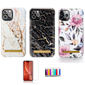 Miniatyrbillede 1 af 4: iPhone 11 Pro - Etui Beskyttelse Blomster / Marmor Svart