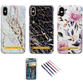 Miniatyrbillede 1 af 8: iPhone X/Xs - Beskyttelse af blomster / marmor Svart