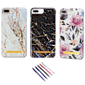 Miniatyrbillede 1 af 4: iPhone 7 Plus / 8 Plus - Beskyttelse af blomster / marmor Svart