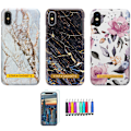 Miniatyrbillede 1 af 8: iPhone X/Xs - Beskyttelse af blomster / marmor Svart