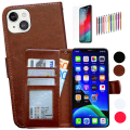 Pikkukuva 1 / 10: iPhone 14 - PU nahkainen lompakkokotelo Brun
