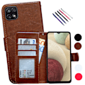 Miniatyrbillede 1 af 10: Samsung Galaxy A22 5G - PU Læder Pung Etui Brun