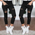 Pikkukuva 3 / 5: Farkut Leggings Stretch Jeggings L - Grön