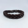 Miniatyrbild 3 av 3: Handgjort flätat armband för män i brunt läder Brun one size