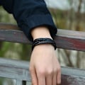 Miniatyrbillede 1 af 5: Håndlavet flettet snoet armbånd i ægte læder i autentisk brun stil Brown one size