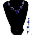 Miniatyrbilde 5 av 6: Noorzai Scandinavia Lapis Lazuli smykkesett i 925 sølv: Halskjede (justerbar 47 cm) og armbånd (17 cm) Blue one size