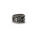 Miniatyrbilde 4 av 5: Skull and Cross Ring i rustfritt stål med kjededetaljer Silver one size