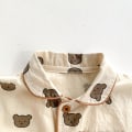 Miniatyrbillede 4 af 7: Sød shorts jakkesæt/pyjamas i tyndt materiale med bamser eller prikker Beige 7-12 Teddybear