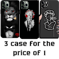 Miniatyrbillede 1 af 5: iPhone 12 Pro Max 3-PACK etui løve Einstein Statue Black one size