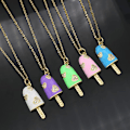 Miniatyrbillede 1 af 5: Halskæde med pind is guld rhinestones hjerter glad is Purple one size