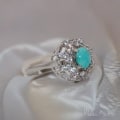 Miniatyrbillede 4 af 4: Sterling sølv ring persisk ægte turkis sten og zirconia sten Turquoise one size