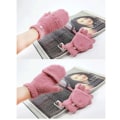 Miniatyrbild 5 av 5: Unika tum och torgvantar i ett i mjukt material fleece 2 i 1 Pink one size