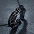 Miniatyrbild 4 av 5: Handgjort flätat tvinnat armband för män äkta läder i stil brun Brun one size