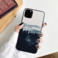 Miniatyrbillede 1 af 3: iPhone 12 & 13 Pro Max Mini case skov og bjerg træer natur Black one size