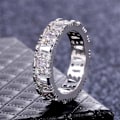 Miniatyrbillede 2 af 6: Håndlavet 925 sølvbelagt ring med zirkon til diamant til kvinder Silver one size