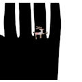 Miniatyrbilde 3 av 3: Beautiful funny ring white reindeer with red spots Gold