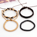 Miniatyrbild 3 av 3: Handgjorda läderarmband set á 4 stk för män hipster Brun one size