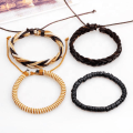 Miniatyrbillede 3 af 3: Håndlavet læderarmbånd sæt med 4 stk til mænd hipster Brown one size