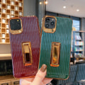 Miniatyrbilde 2 av 6: Stilige luksuriøse skallgulldetaljer og sammenleggbart stativ iphone11pro Dark green one size
