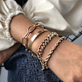 Miniatyrbild 2 av 3: Armband i set á 4 stk guld bohemiskt smycke hip hop kedjor Guld one size