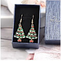 Miniatyrbilde 3 av 3: Festive earrings with Christmas tree and red balls with snow Gold one size