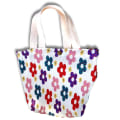 Miniatyrbilde 2 av 3: Liten stoffpose tote bag med rom blomster voksen og barn White