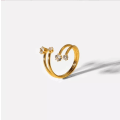 Miniatyrbilde 2 av 4: Unik Twisted ring med diamanter gullbelagt justerbar Gold one size