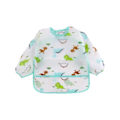 Miniatyrbillede 3 af 7: Forklæde sweater hagesmæk til børn lange ærmer vandtæt dinosaur flamingo Brown one size