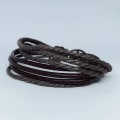 Miniatyrbillede 2 af 3: 7 stk Håndlavede armbånd i ægte læderbrun til mænd Brown one size