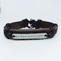 Miniatyrbild 2 av 3: Handgjort armband för män med vacker text brunt läder Brun one size