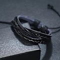 Miniatyrbild 3 av 5: Handgjort flätat tvinnat armband för män äkta läder i stil brun Brun one size