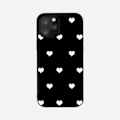 Miniatyrbillede 1 af 3: Lækkert cover til alle iPhone 14 modeller sort med hvide hjerter Black one size