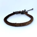 Miniatyrbillede 1 af 3: Håndlavet naturligt armbånd brunt læder og brun snor Brown one size