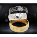 Miniatyrbillede 2 af 6: Islamisk ring i stål med kalima muslim sort, sølv, guld, blå Blue one size