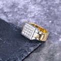 Miniatyrbild 3 av 5: 18 karat guldpläterad ring för män med zircon Gold one size
