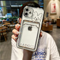 Miniatyrbild 1 av 2: iPhone 13, 13 Pro, 13 Pro Max transparent skal med plånbok kanin Transparent one size