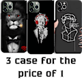 Pikkukuva 1 / 5: iPhone 12 & 12 Pro 3-PACK -kotelo leijona Einsteinin patsas Grey one size