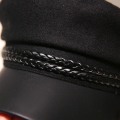 Miniatyrbillede 3 af 3: Eksklusiv baret stilfuld kaptajnstil sort med flettede reb og knapper Black one size